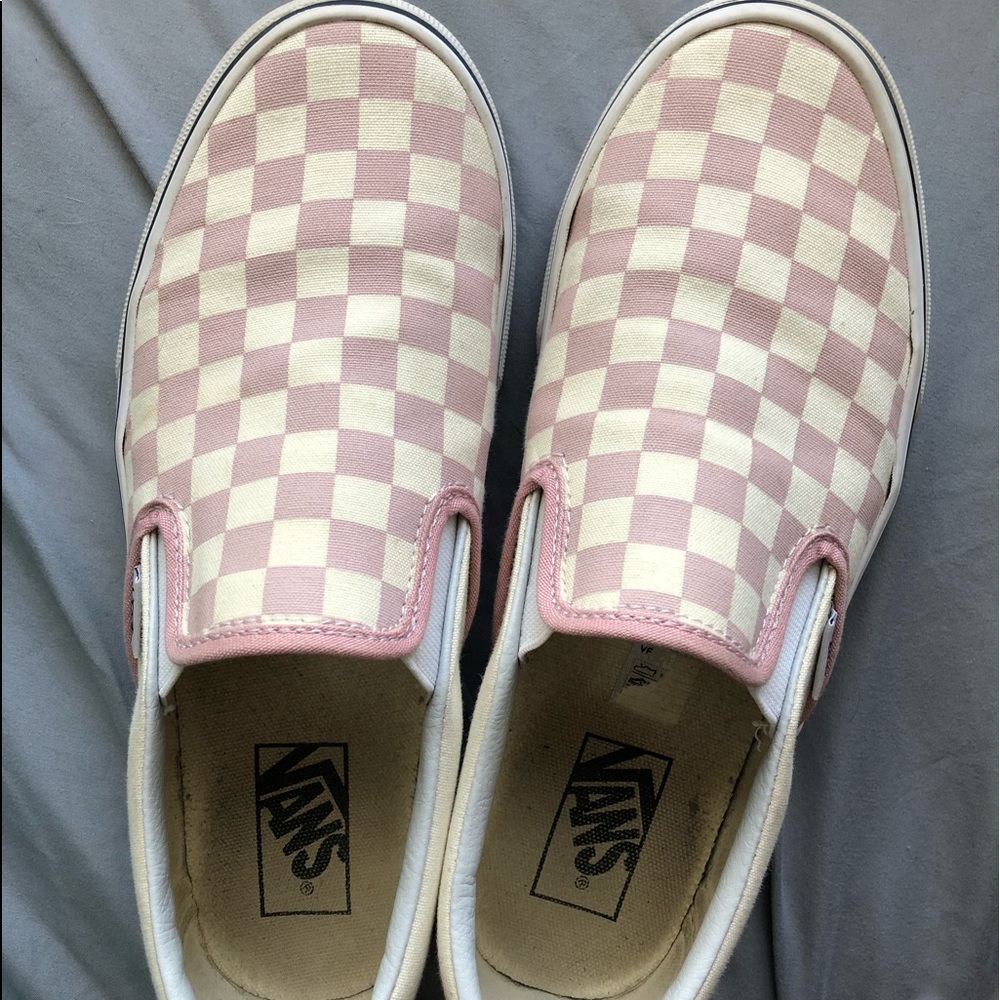 Pink Checkered Vans Like New Size 8.5 W/ 7 M
